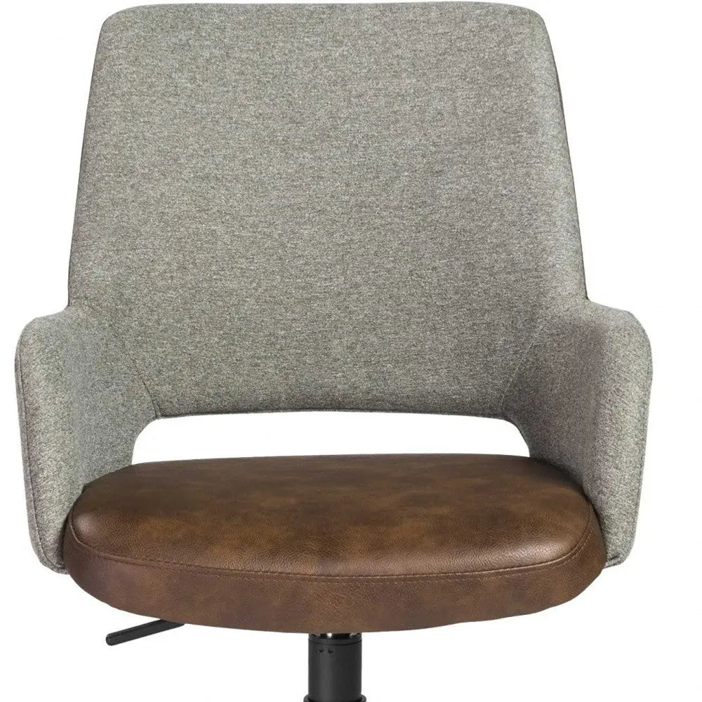 Gray Brown and Black Adjustable Swivel Fabric Rolling Office Chair Homeroots Office