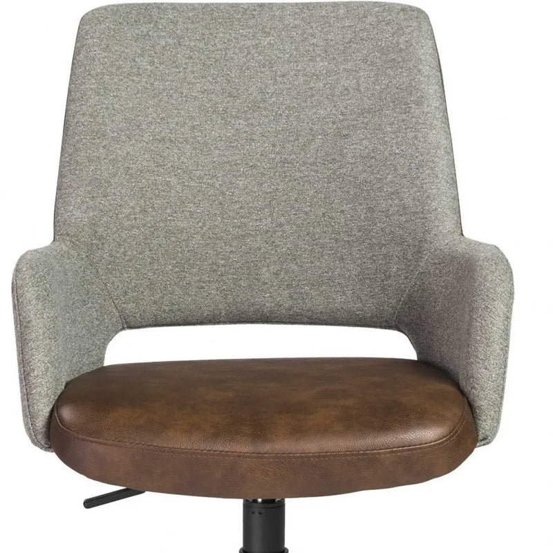 Gray Brown and Black Adjustable Swivel Fabric Rolling Office Chair Homeroots Office