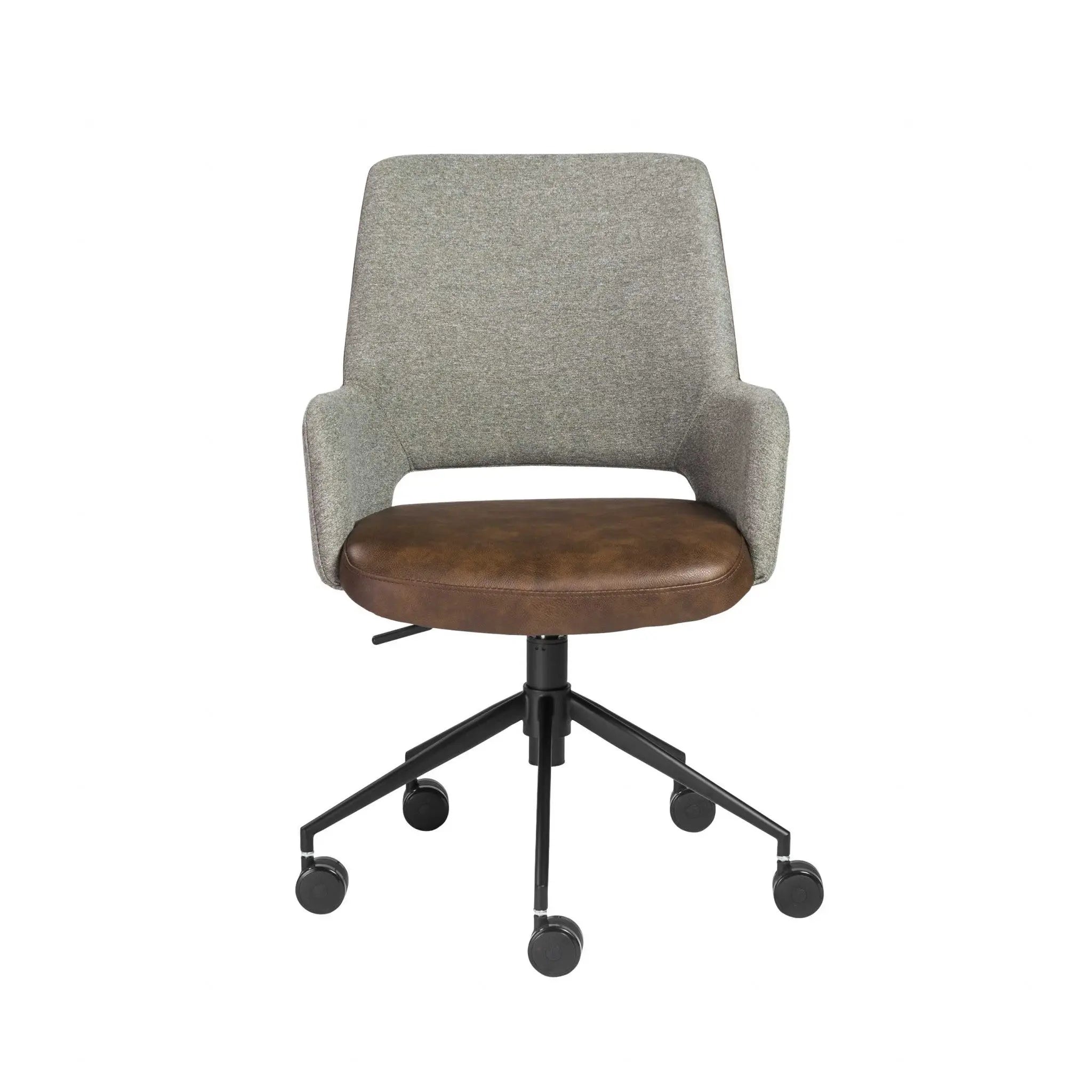 Gray Brown and Black Adjustable Swivel Fabric Rolling Office Chair Homeroots Office