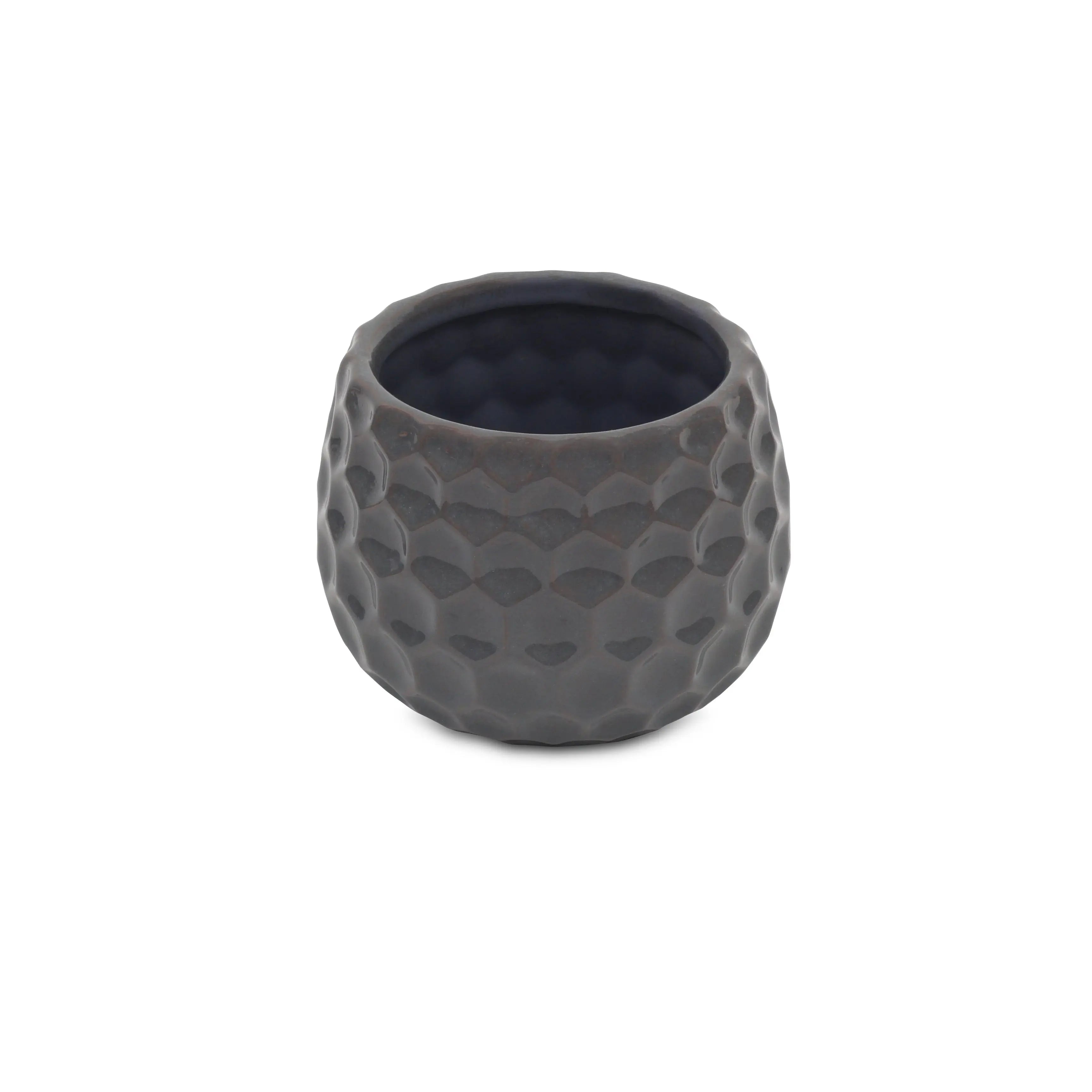 Gray Ceramic 17 Ounce Round Distressed Pot Planter GreatEagleInc