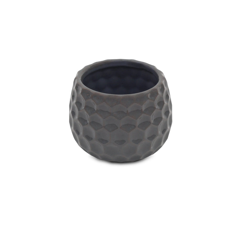 Gray Ceramic 17 Ounce Round Distressed Pot Planter GreatEagleInc