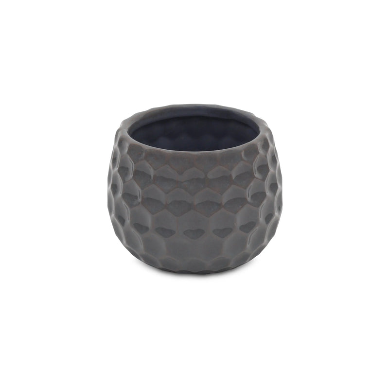 Gray Ceramic 17 Ounce Round Distressed Pot Planter GreatEagleInc
