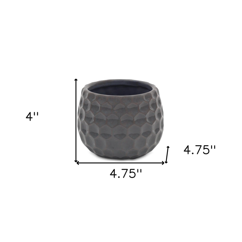 Gray Ceramic 17 Ounce Round Distressed Pot Planter GreatEagleInc