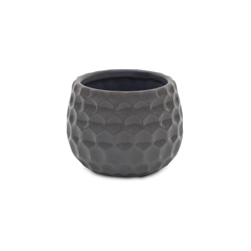 Gray Ceramic 17 Ounce Round Distressed Pot Planter GreatEagleInc