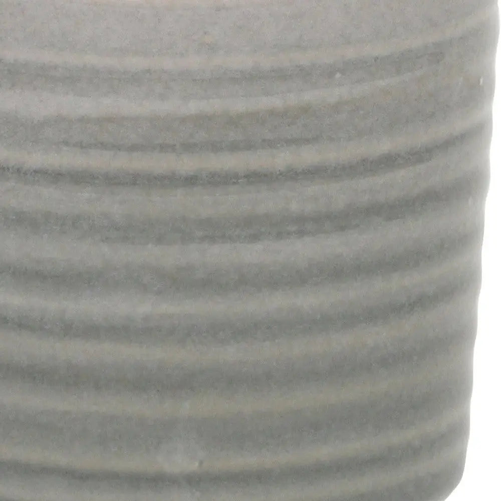 Gray Ceramic 19 Ounce Striped Round Distressed Pot Planter GreatEagleInc