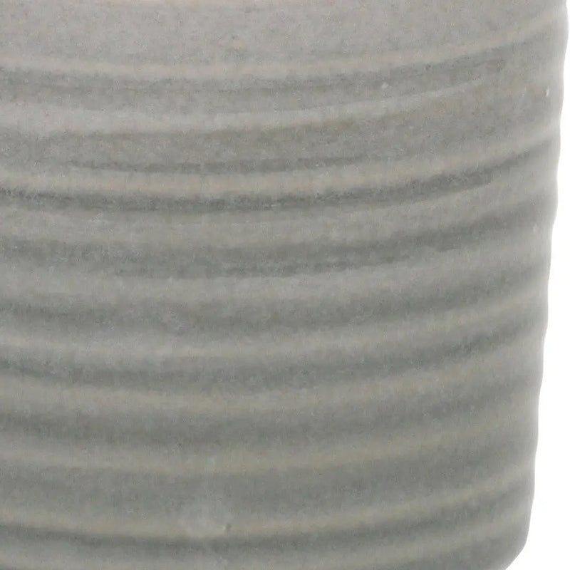 Gray Ceramic 19 Ounce Striped Round Distressed Pot Planter GreatEagleInc