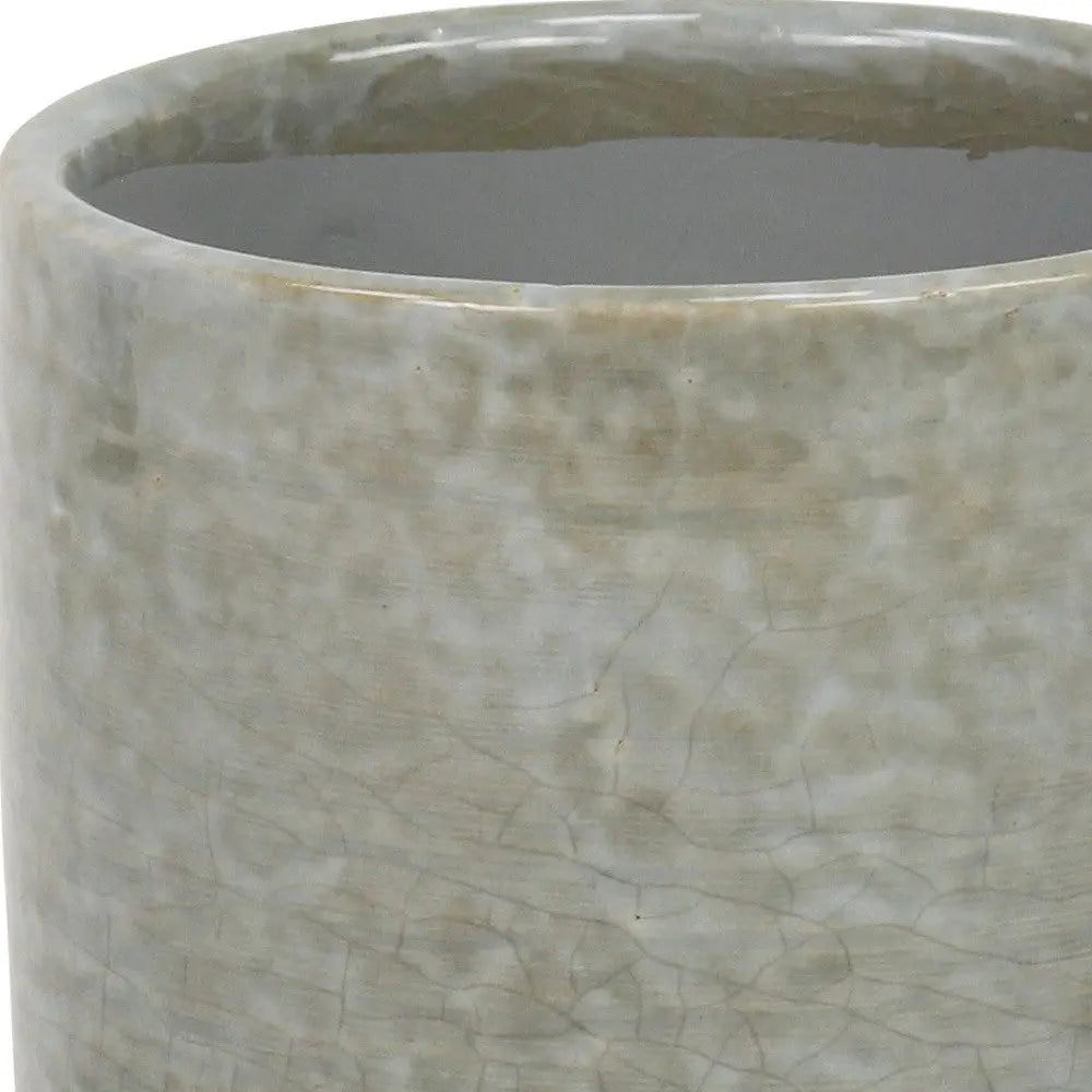 Gray Ceramic 20 Ounce Crackle Mosaic Round Distressed Pot Planter GreatEagleInc