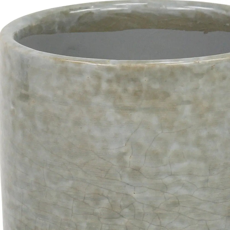 Gray Ceramic 20 Ounce Crackle Mosaic Round Distressed Pot Planter GreatEagleInc