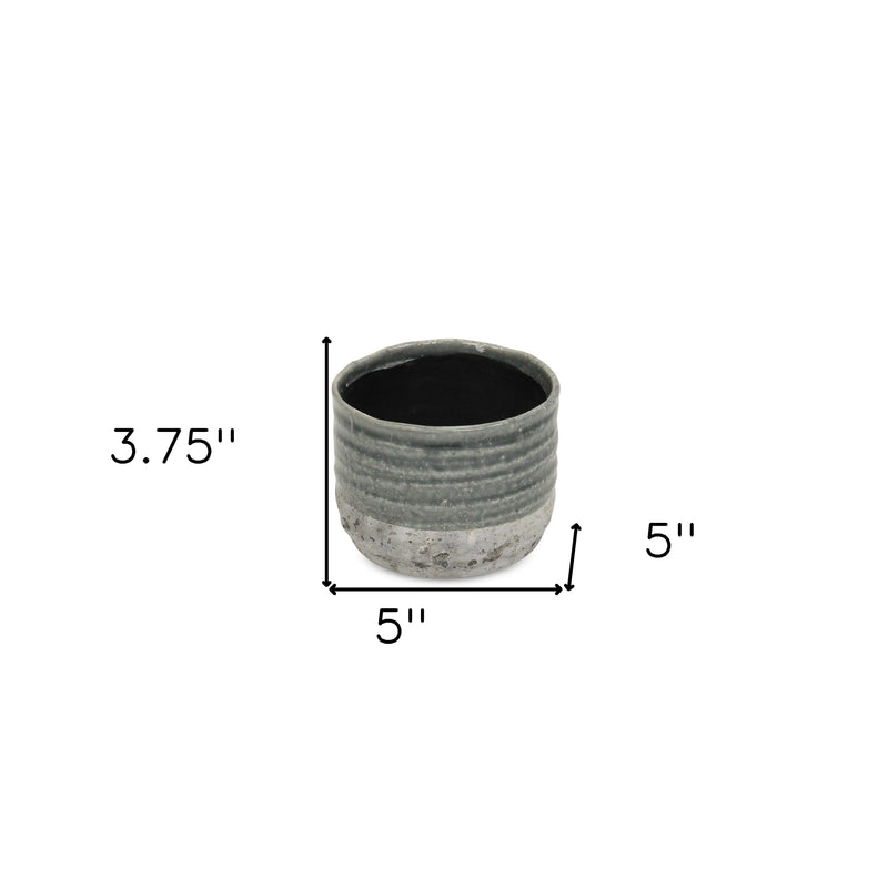 Gray Ceramic 36 Ounce Two Toned Round Distressed Pot Planter GreatEagleInc