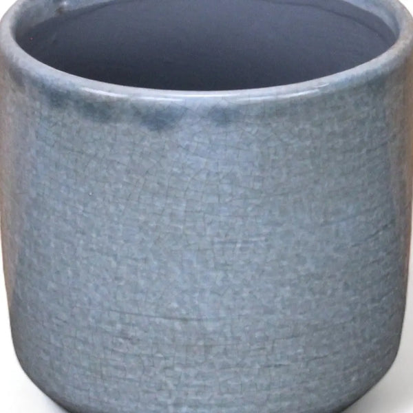 Gray Ceramic 44 Ounce Crackle Mosaic Round Distressed Pot Planter GreatEagleInc