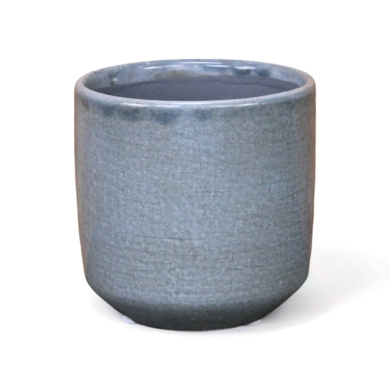 Gray Ceramic 44 Ounce Crackle Mosaic Round Distressed Pot Planter GreatEagleInc