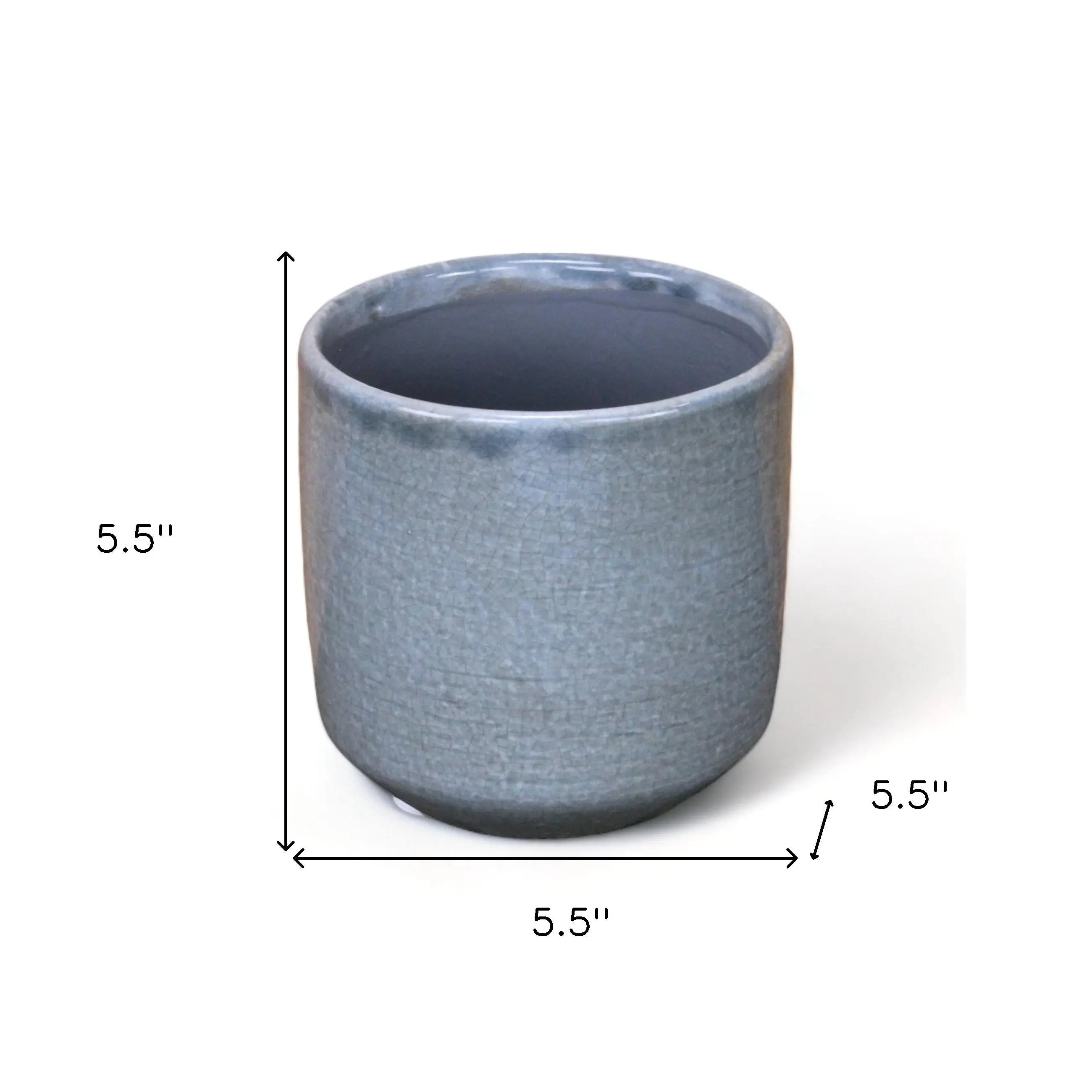 Gray Ceramic 44 Ounce Crackle Mosaic Round Distressed Pot Planter GreatEagleInc