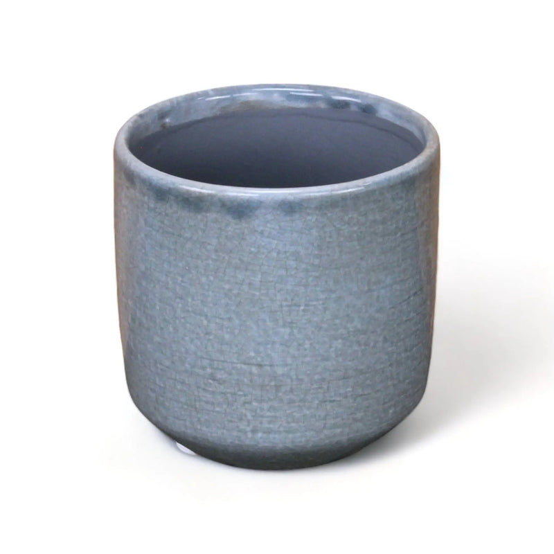 Gray Ceramic 44 Ounce Crackle Mosaic Round Distressed Pot Planter GreatEagleInc