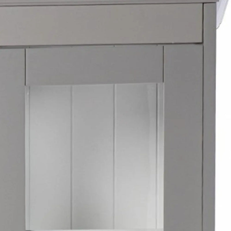 Gray Cornice Molding Curio with Glass Door Homeroots Kitchen & Dining
