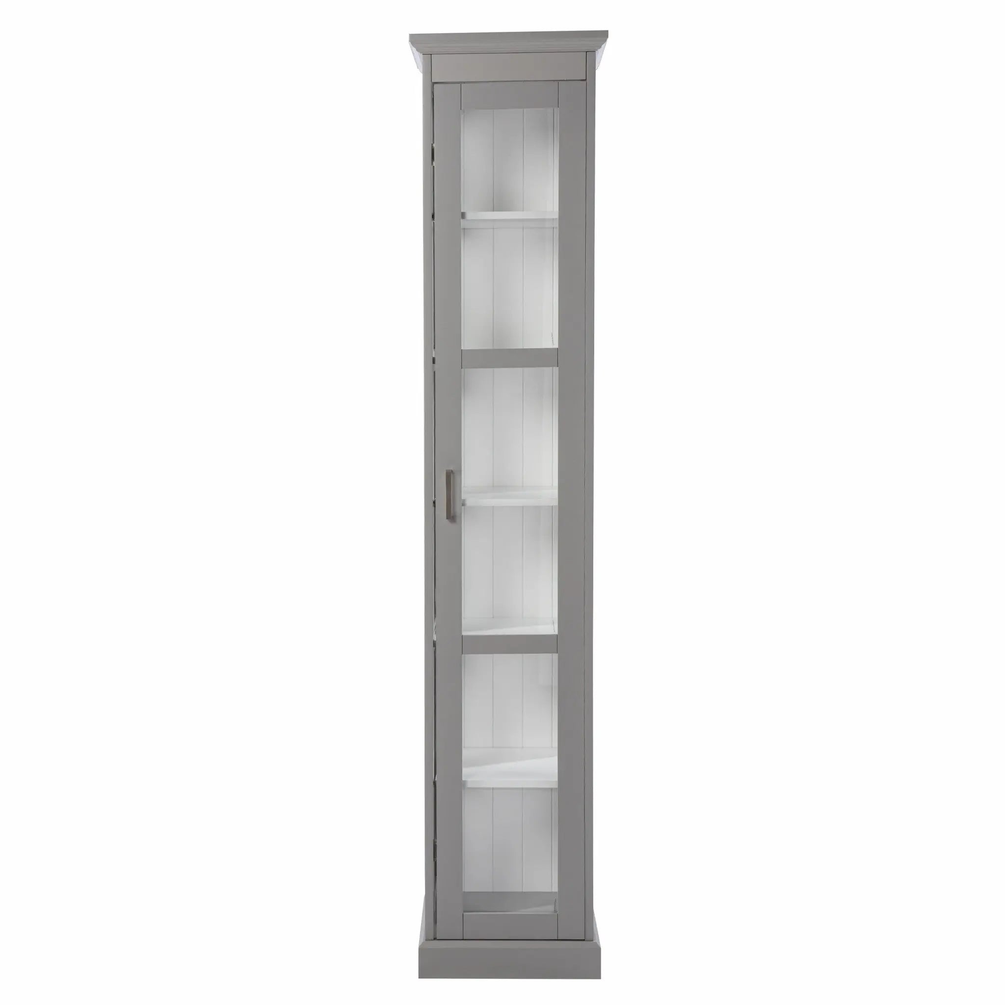 Gray Cornice Molding Curio with Glass Door Homeroots Kitchen & Dining