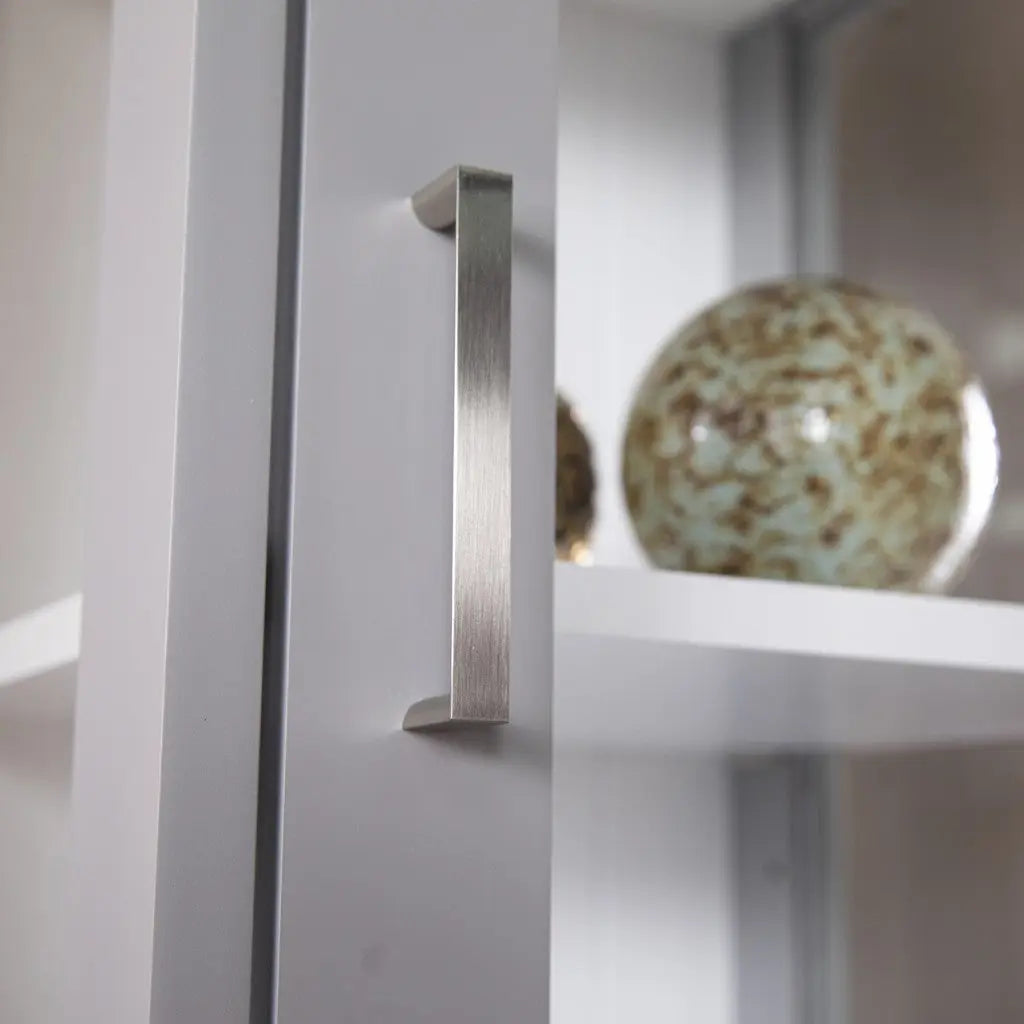 Gray Cornice Molding Curio with Glass Door Homeroots Kitchen & Dining