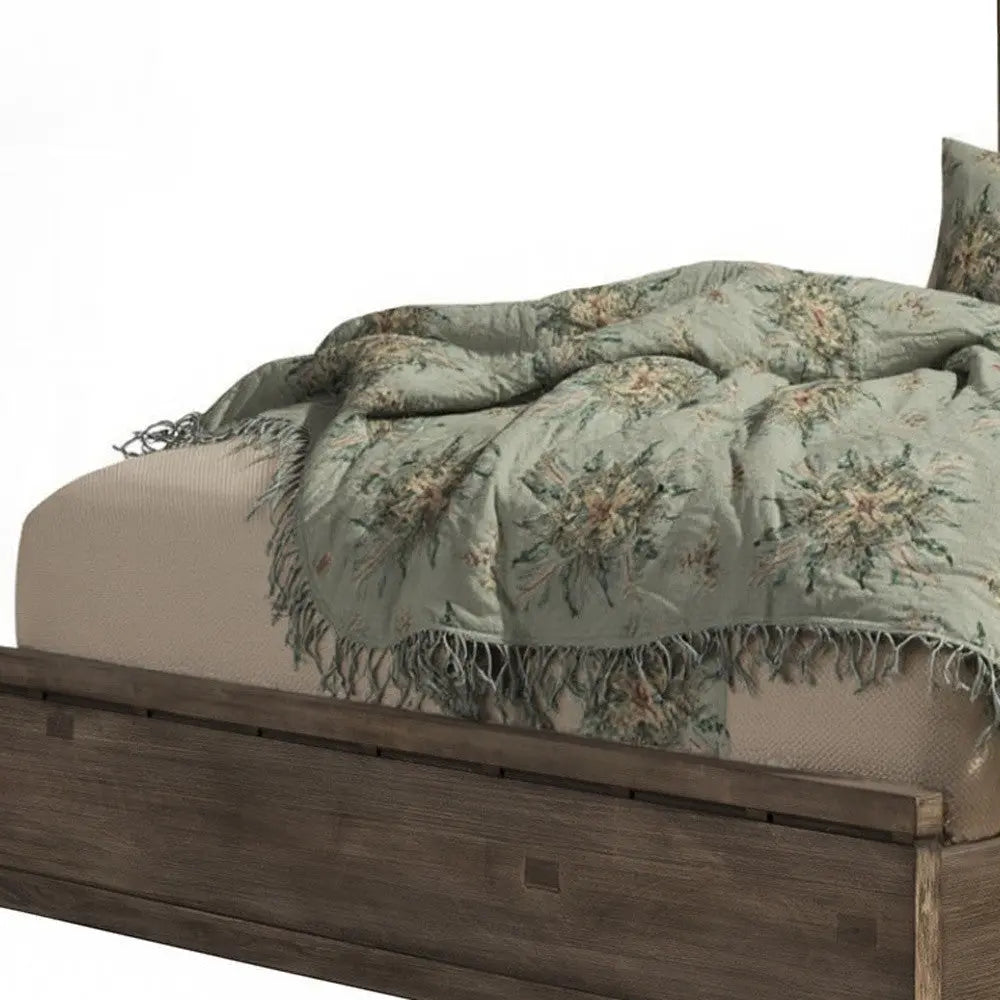 Gray Distressed Solid Wood Queen Bed Frame Homeroots Bed & Bath