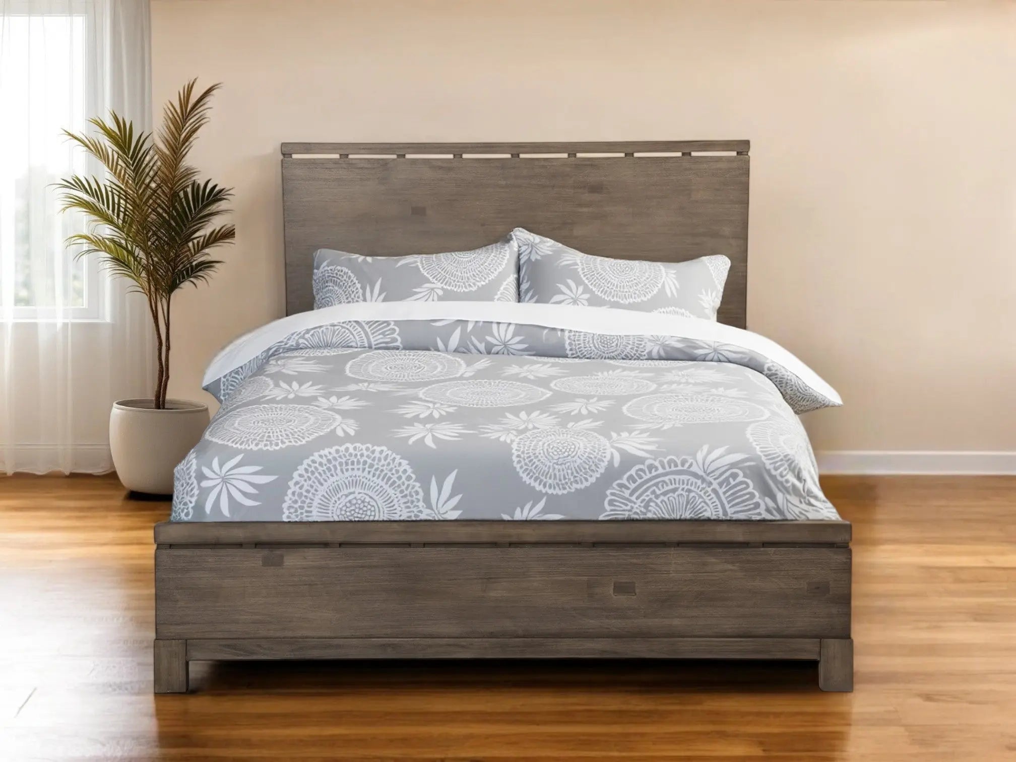 Gray Distressed Wood King Bed Frame Homeroots Bed & Bath