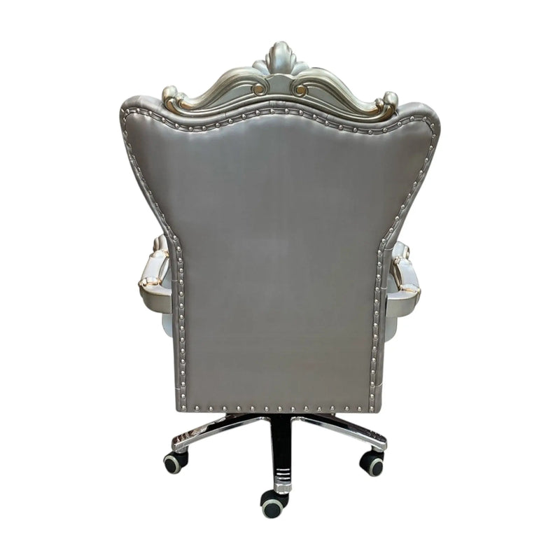 Gray Faux Leather Tufted Seat Swivel Adjustable Executive Chair Leather Back - GreatEagleInc