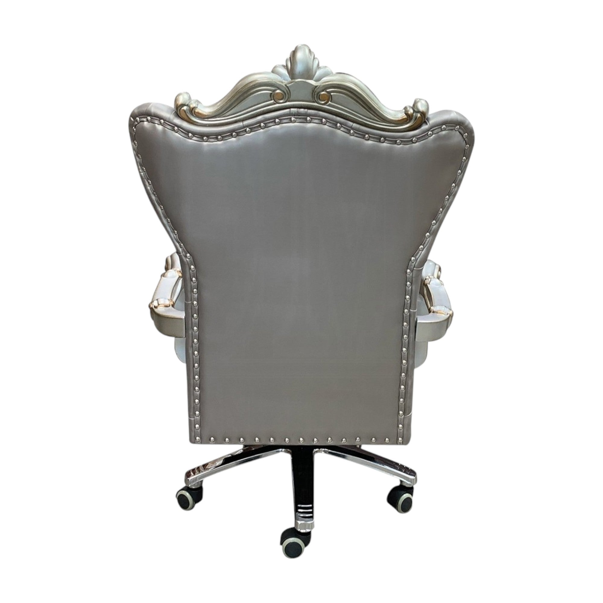 Gray Faux Leather Tufted Seat Swivel Adjustable Executive Chair Leather Back - GreatEagleInc
