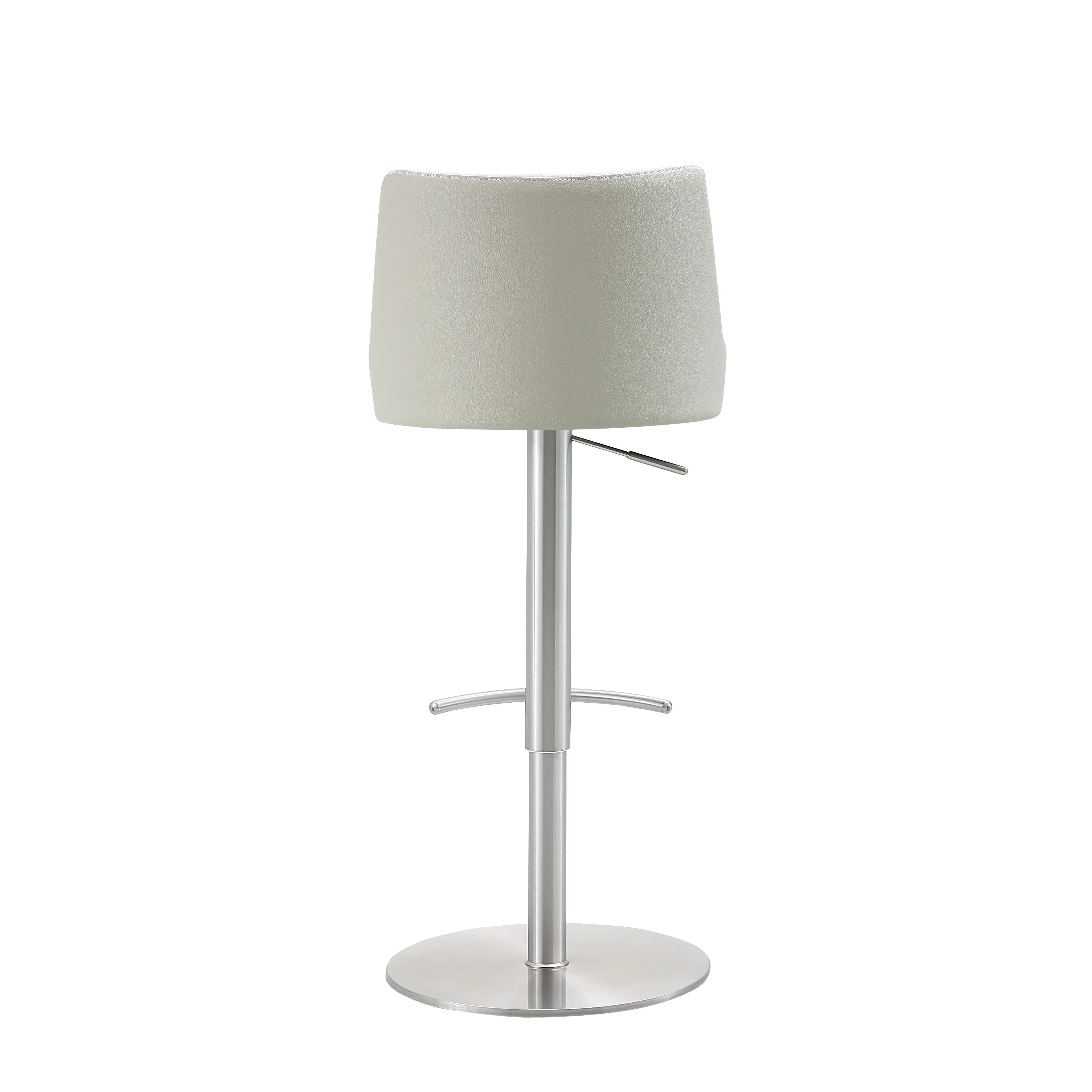 Gray Faux Leather and Steel Low Back Adjustable Height Swivel Bar Chair - GreatEagleInc