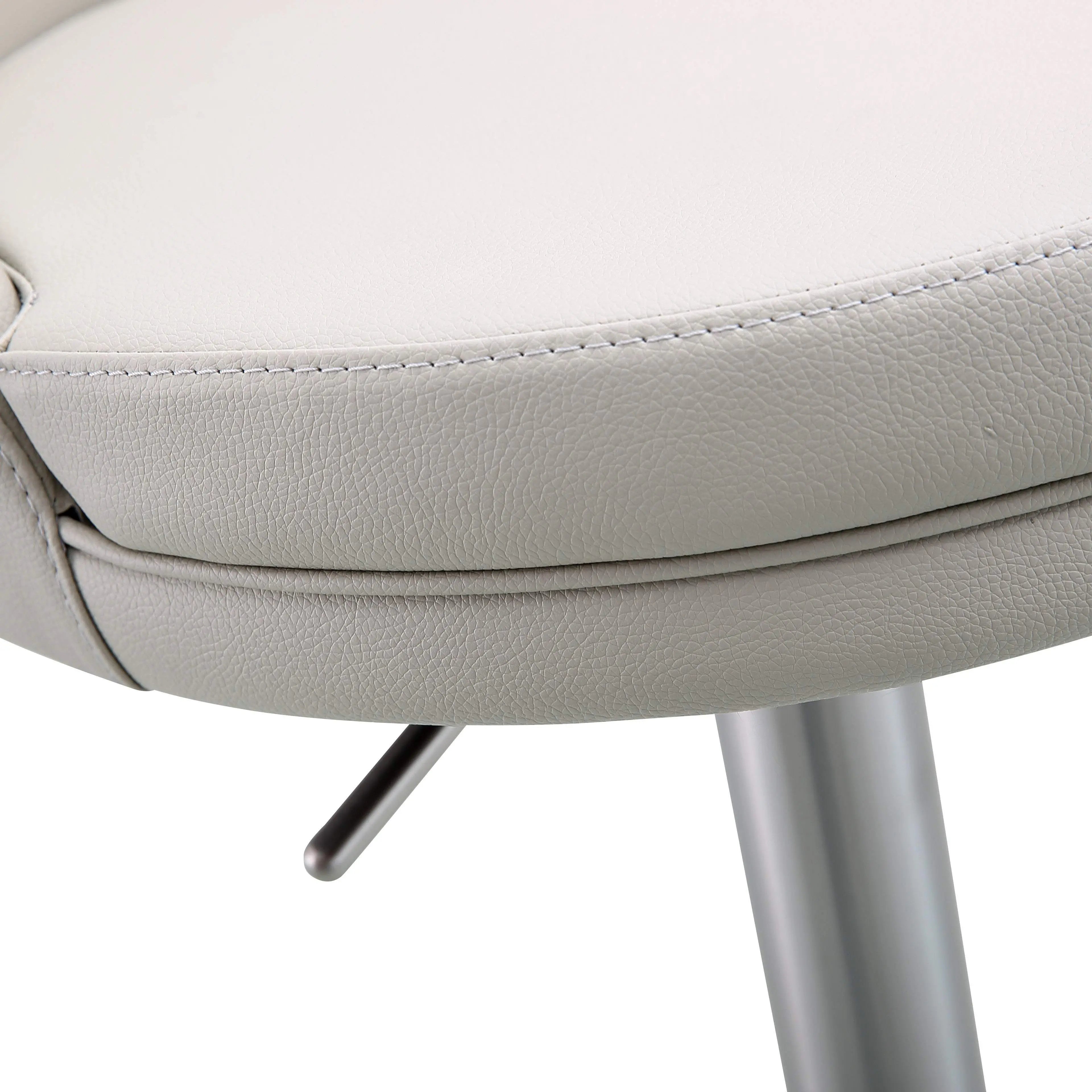 Gray Faux Leather and Steel Low Back Adjustable Height Swivel Bar Chair - GreatEagleInc