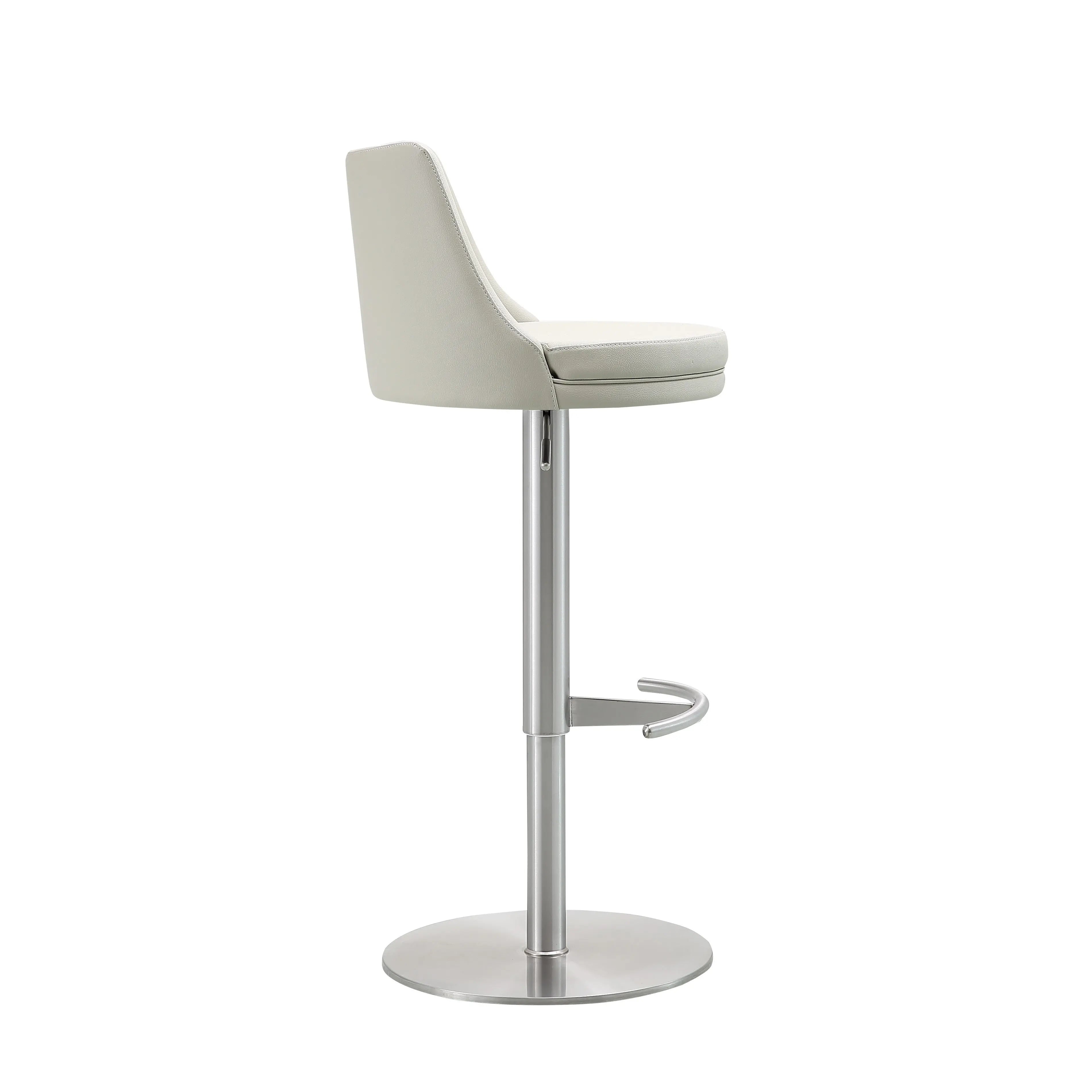 Gray Faux Leather and Steel Low Back Adjustable Height Swivel Bar Chair - GreatEagleInc