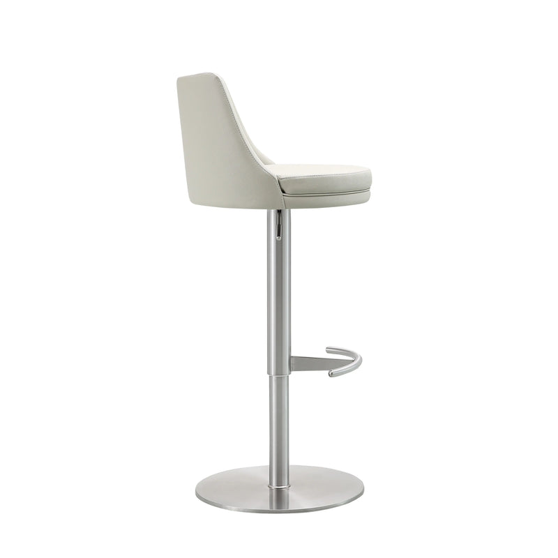 Gray Faux Leather and Steel Low Back Adjustable Height Swivel Bar Chair - GreatEagleInc