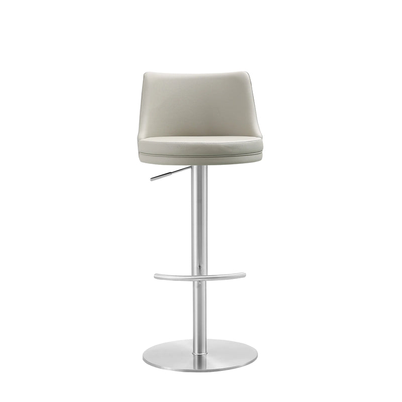 Gray Faux Leather and Steel Low Back Adjustable Height Swivel Bar Chair - GreatEagleInc