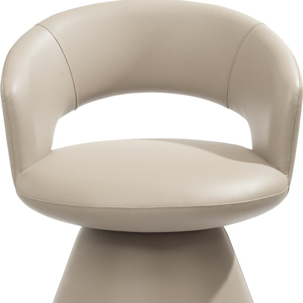 Gray Faux Leather and Steel Open Back Swivel Dining Arm Chair Homeroots Kitchen & Dining