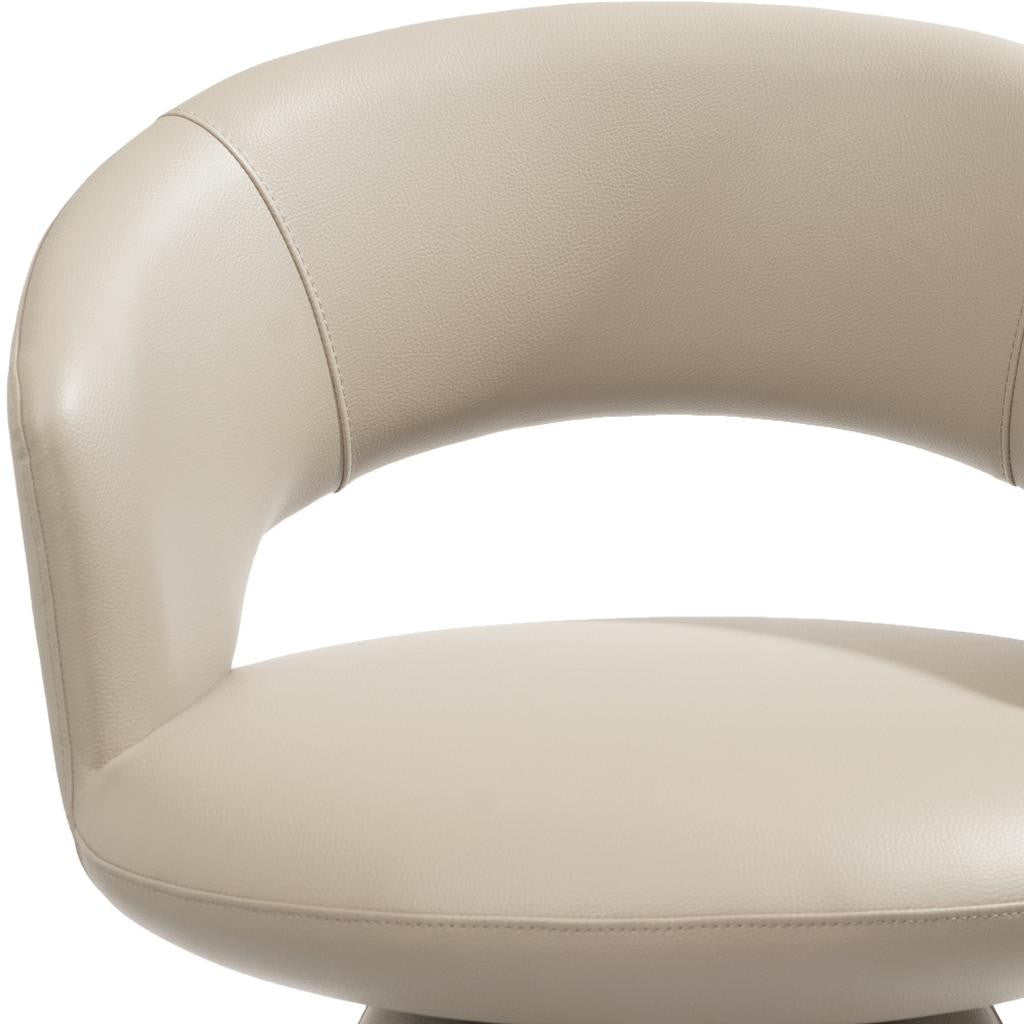 Gray Faux Leather and Steel Open Back Swivel Dining Arm Chair Homeroots Kitchen & Dining