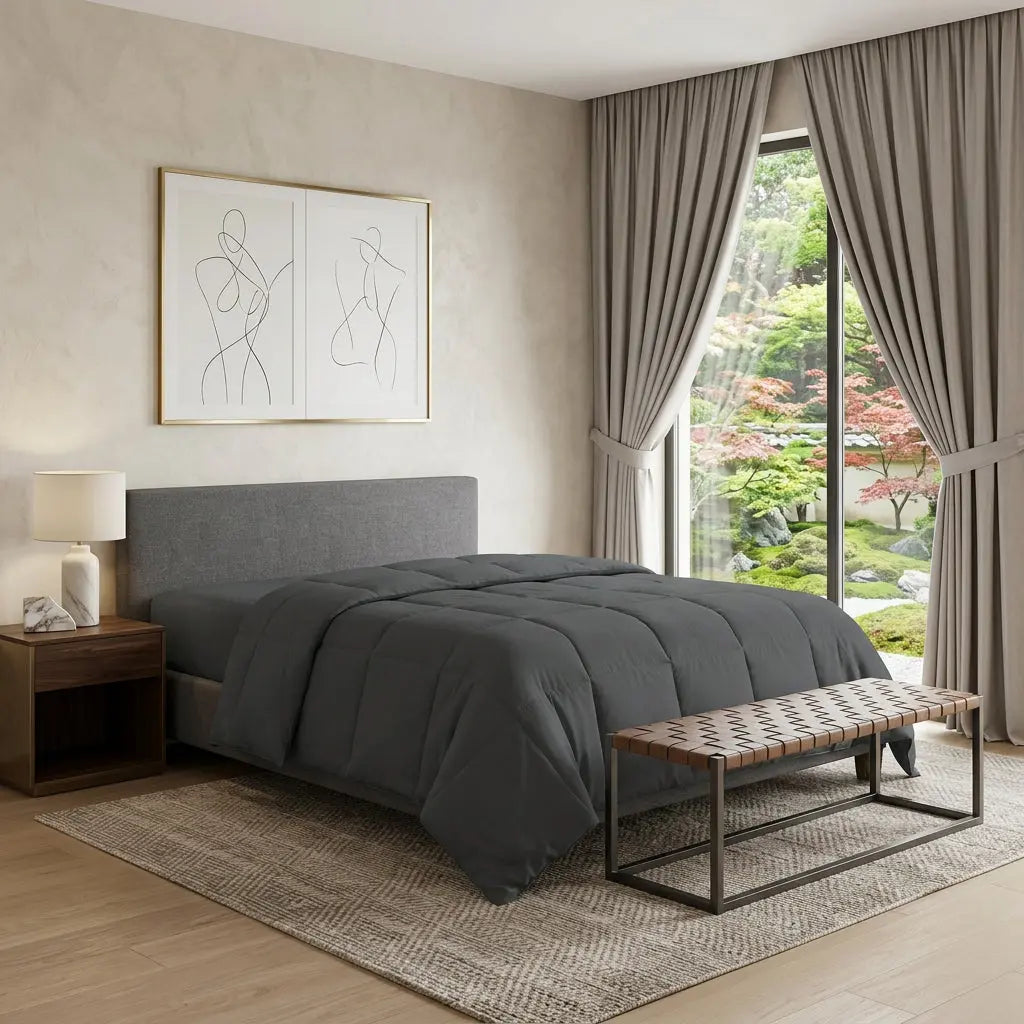Gray King Microfiber Washable Microfiber Down Alternative Comforter Homeroots Bed & Bath