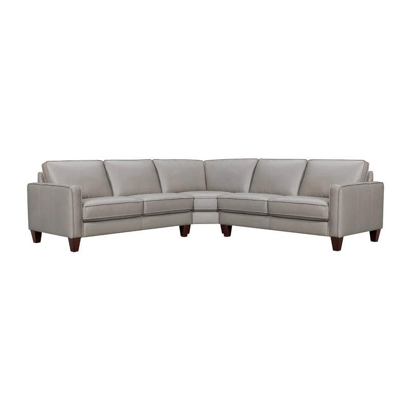 Gray Leather L Shaped Three Piece Corner Sectional Homeroots Living Room