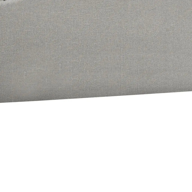 Gray Linen Blend Upholstered Arched Full Headboard With Nail Head Trim - GreatEagleInc