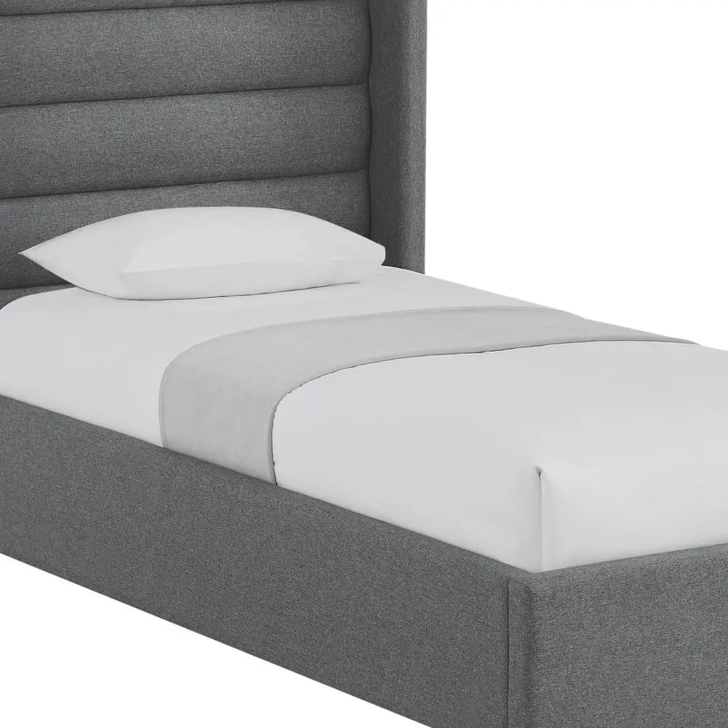 Gray Linen Upholstered Full Bed Frame Homeroots Bed & Bath
