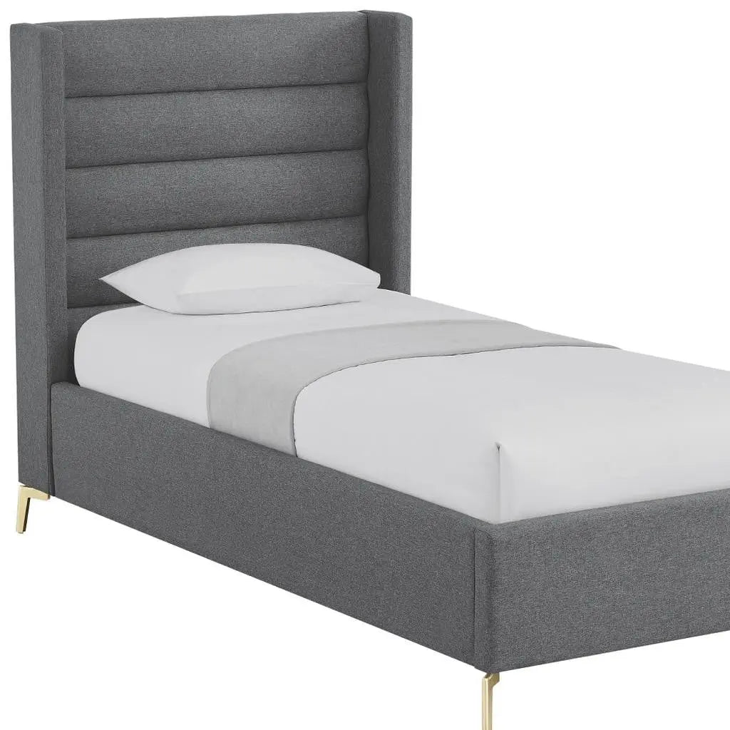 Gray Linen Upholstered Full Bed Frame Homeroots Bed & Bath