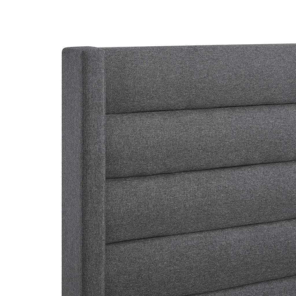 Gray Linen Upholstered King Bed Frame Homeroots Bed & Bath