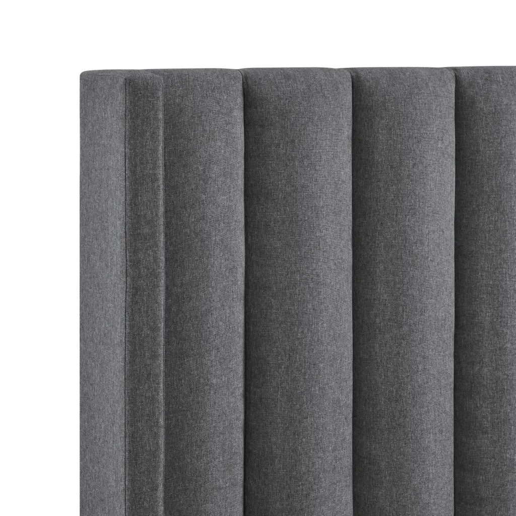 Gray Linen Upholstered King Bed Frame Homeroots Bed & Bath