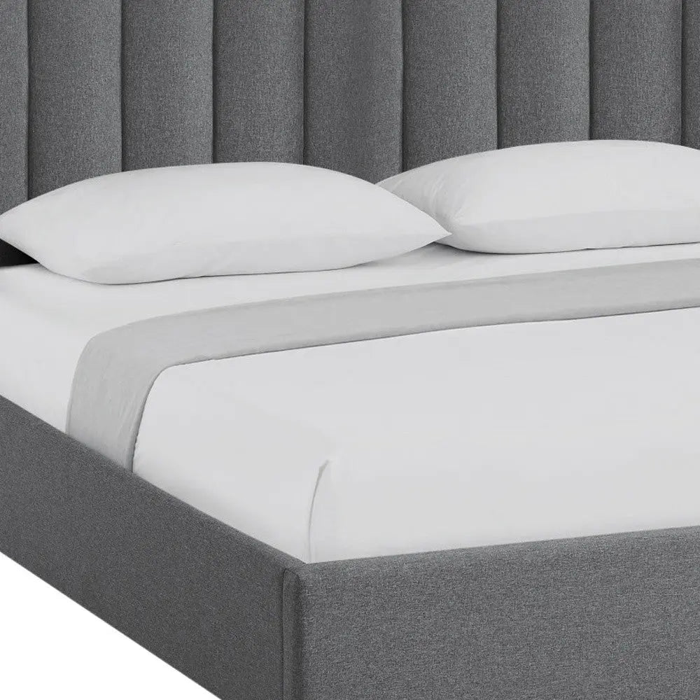 Gray Linen Upholstered King Bed Frame Homeroots Bed & Bath