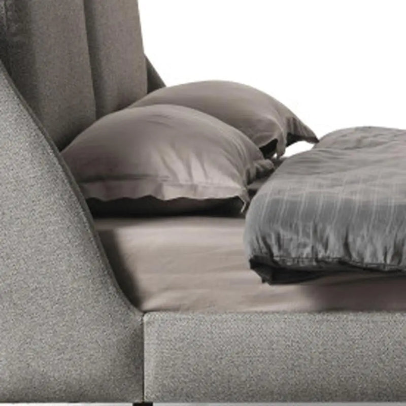Gray Linen Upholstered Upholstered King Bed Frame Homeroots Bed & Bath