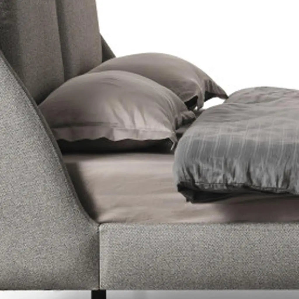 Gray Linen Upholstered Upholstered Queen Bed Frame Homeroots Bed & Bath