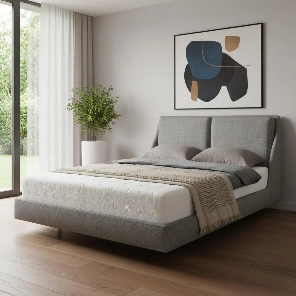 Gray Linen Upholstered Upholstered Queen Bed Frame Homeroots Bed & Bath