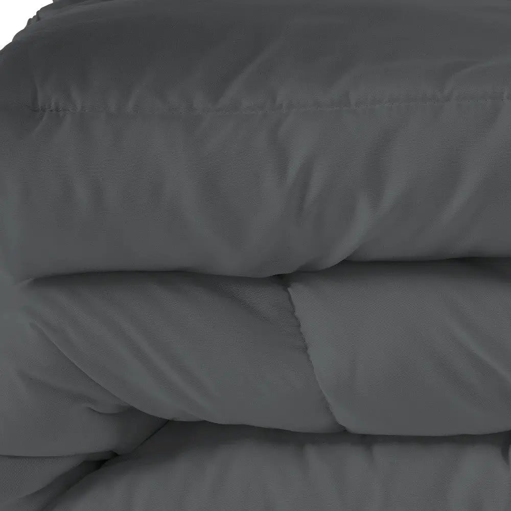 Gray Queen Microfiber Washable Microfiber Down Alternative Comforter Homeroots Bed & Bath