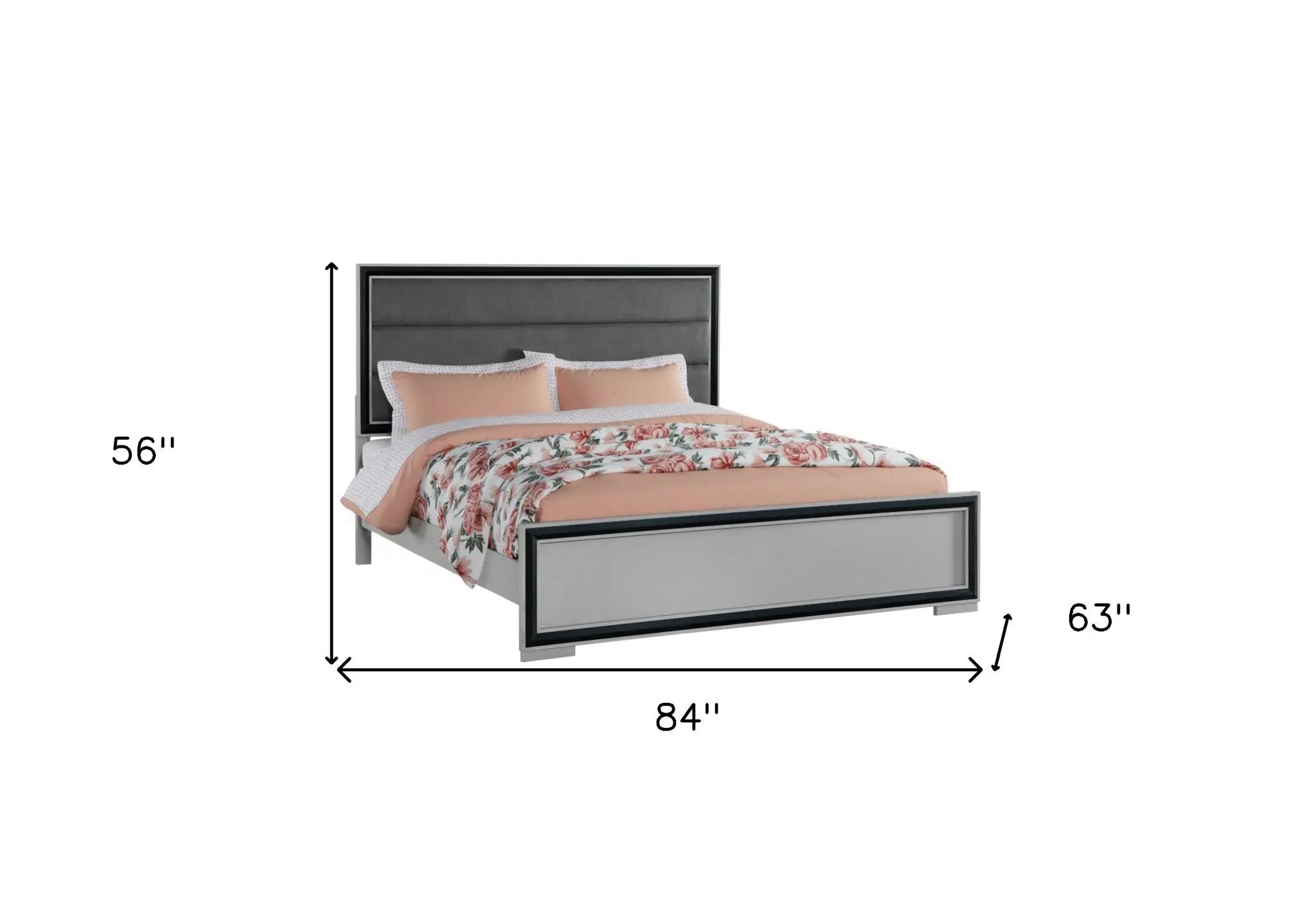 Gray Ribbed Texture Wood And Upholstery Queen Bed Frame Homeroots Bed & Bath