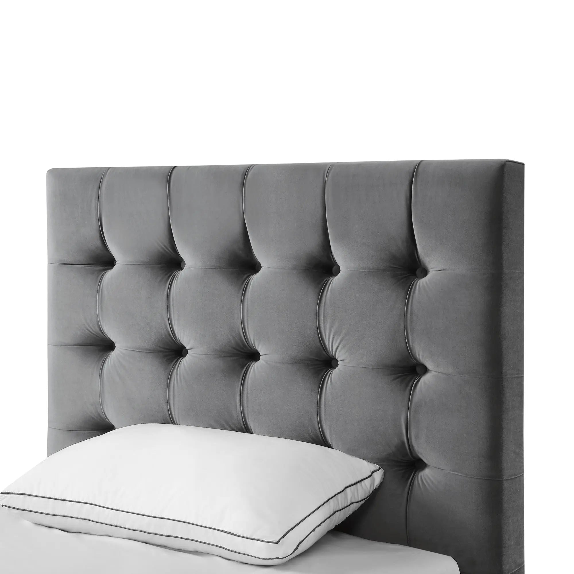 Gray Solid Wood Full Tufted Upholstered Velvet Bed Homeroots Bed & Bath
