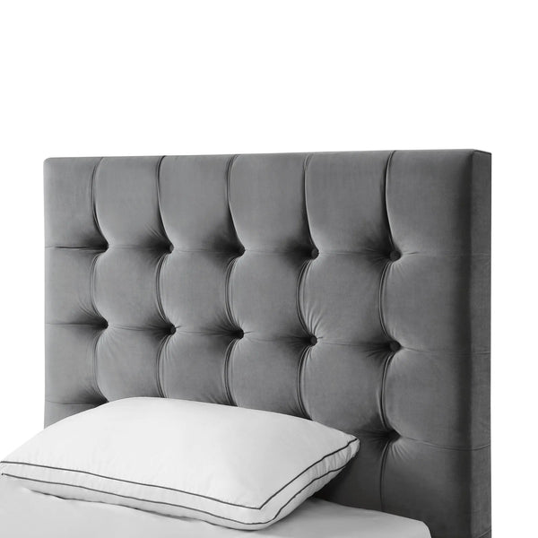 Gray Solid Wood Full Tufted Upholstered Velvet Bed Homeroots Bed & Bath