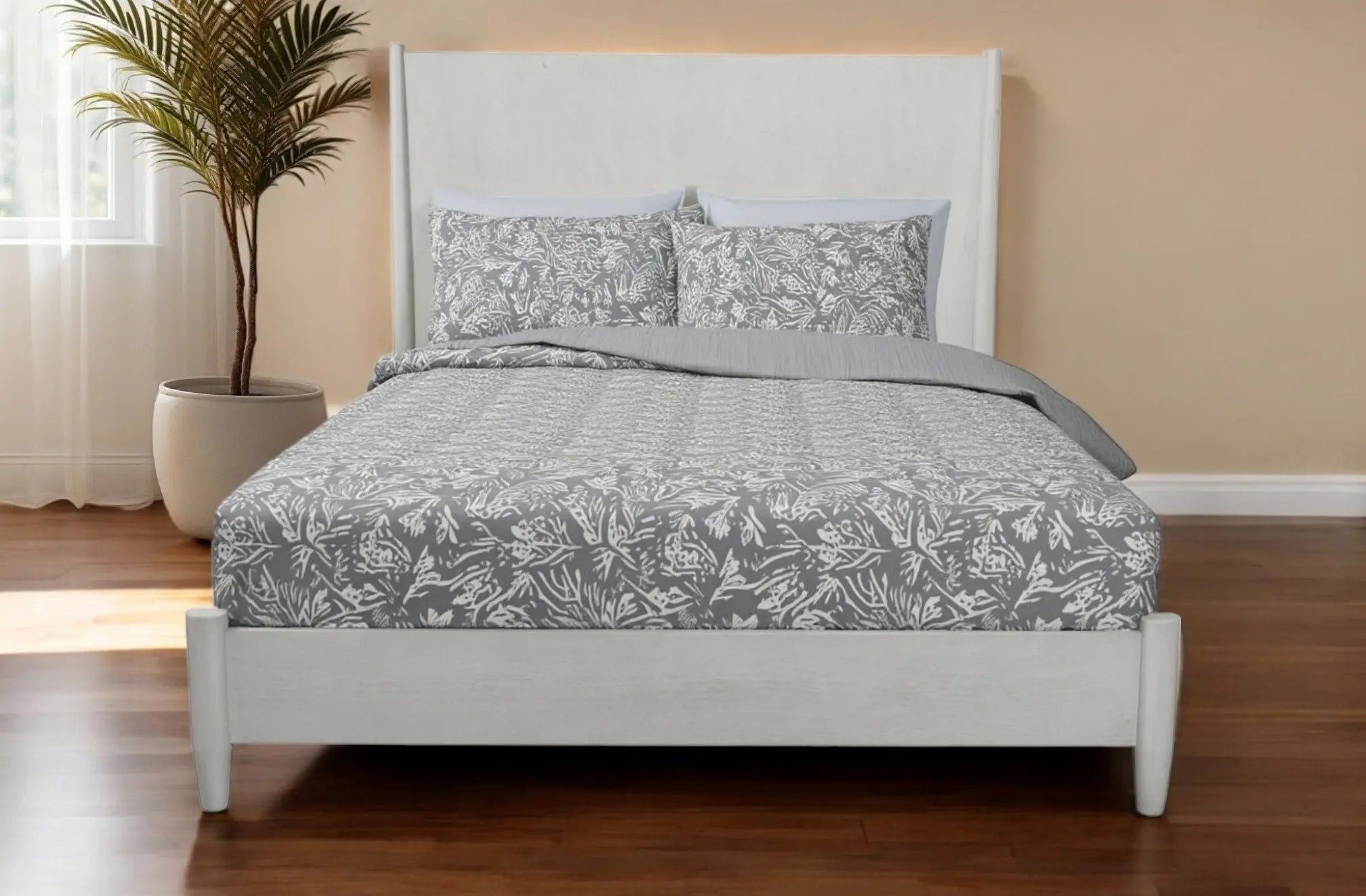 Gray Solid Wood King Bed Frame Homeroots Bed & Bath
