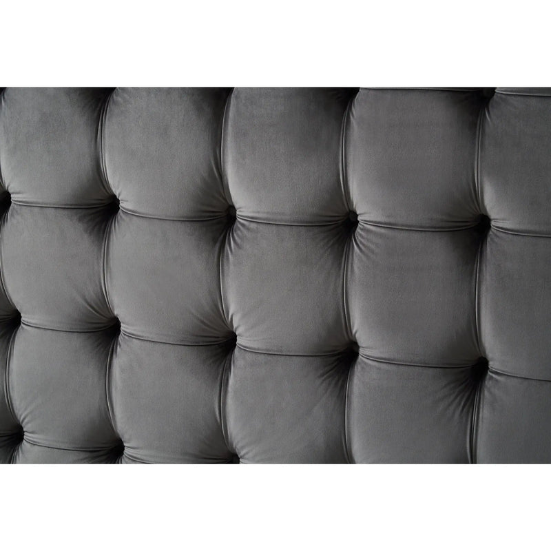 Gray Solid Wood King Tufted Upholstered Velvet Bed Homeroots Bed & Bath