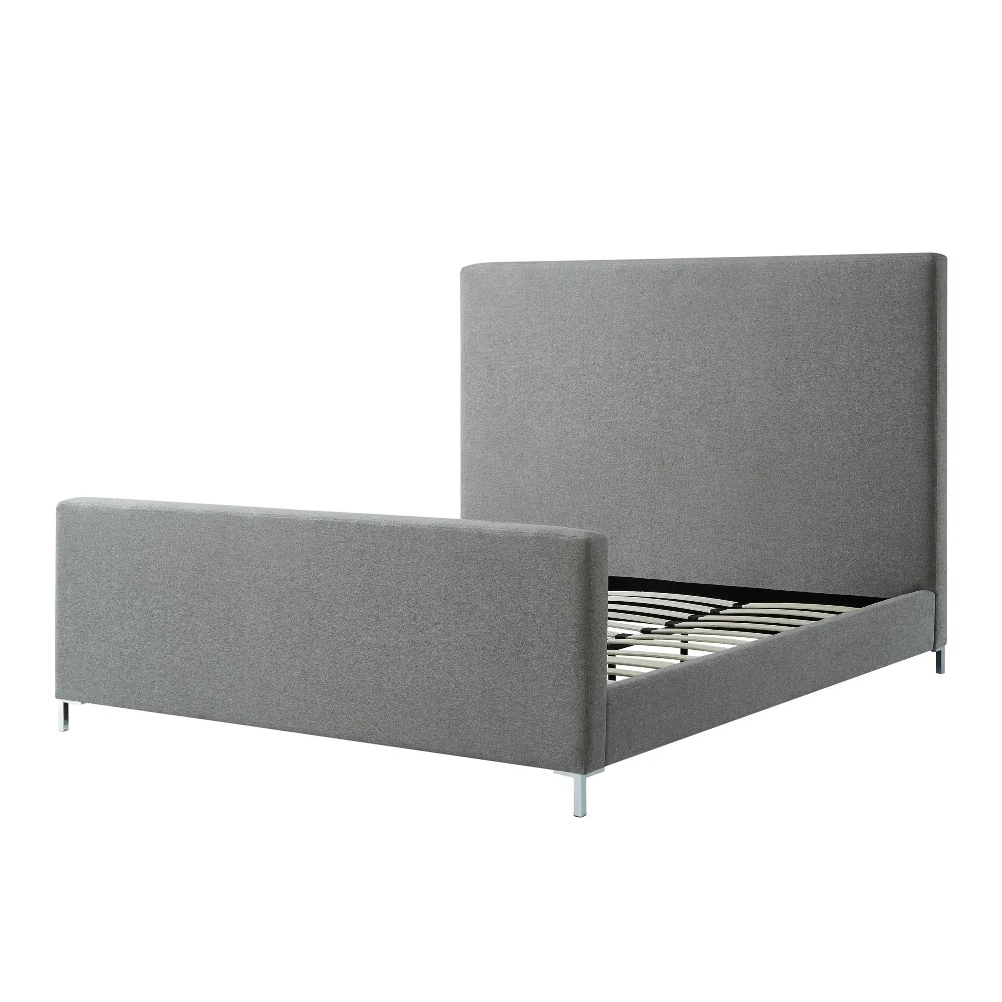 Gray Solid Wood King Upholstered Linen Bed Homeroots Bed & Bath