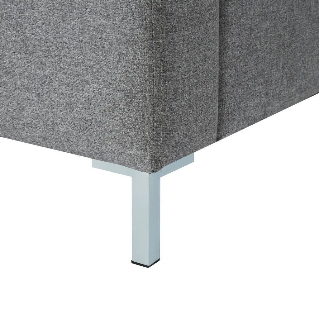 Gray Solid Wood King Upholstered Linen Bed Homeroots Bed & Bath